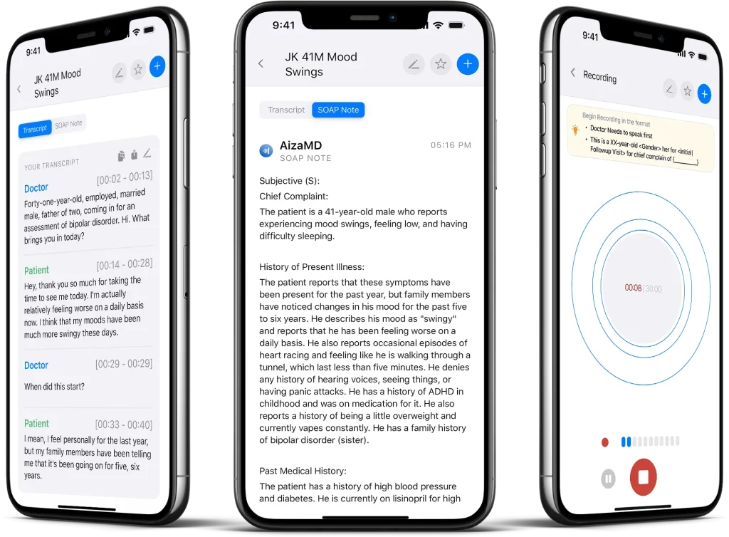 A.I Clinical Notes Taking Application for Doctor - AizaMD.AI